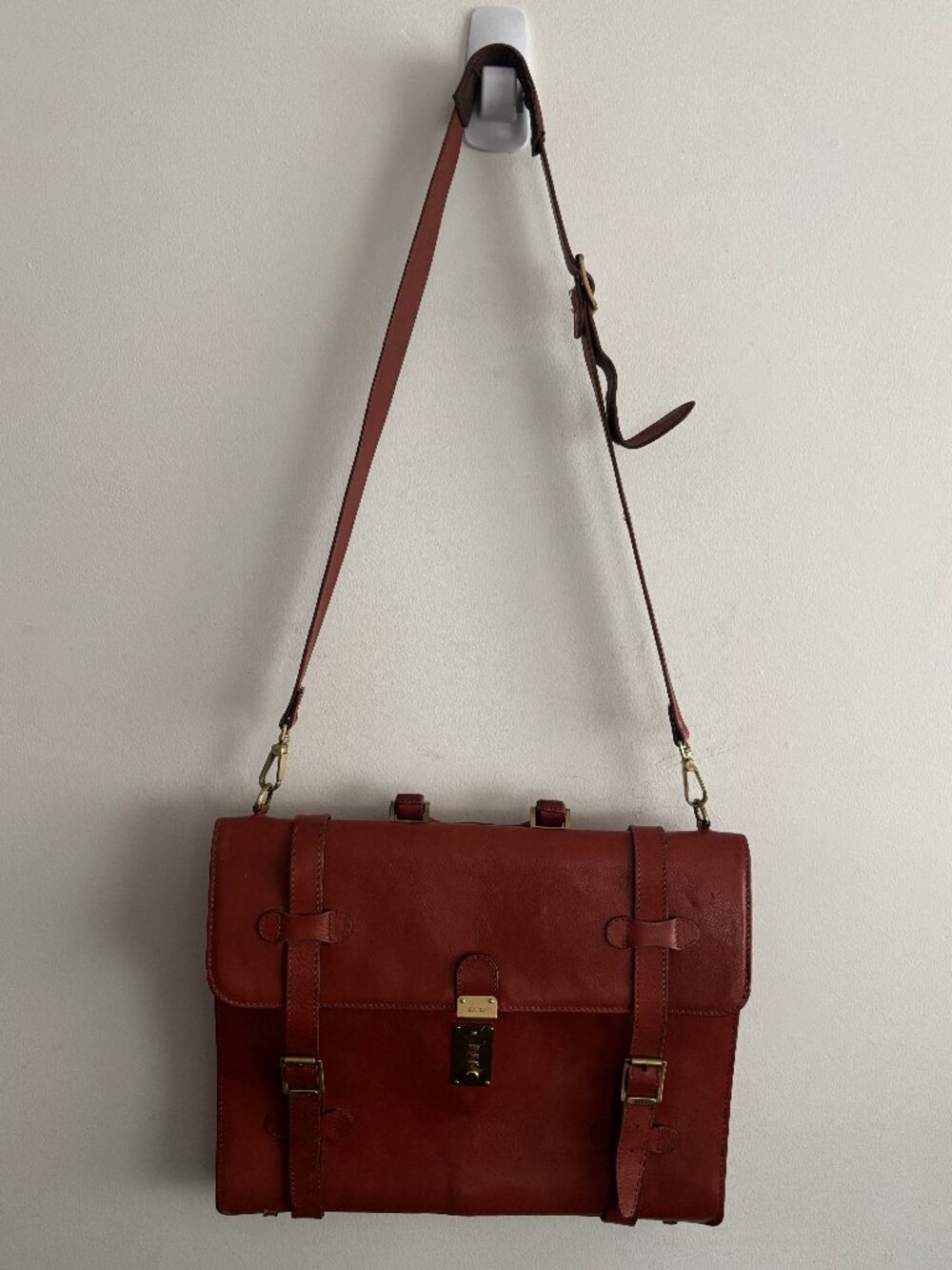 VINTAGE BALLY Brown Leather Briefcase Satchel Messenger Bag Combo Lock mi Italy